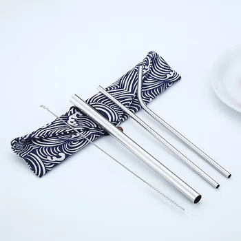 Reusable Metal Drinking Straws Kit With Cleaning Brush  3