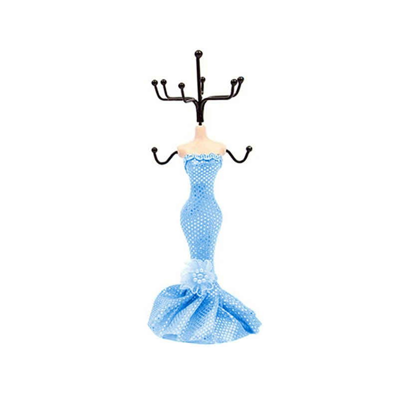Милые мини великолепные платья леди серьги с человеческой фигурой стойки принцесса носить платье кольцо цепь браслет Органайзер Дисплей держатель стенд - Цвет: BLUE