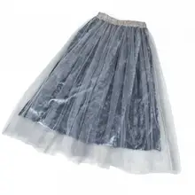 Весна Для женщин юбка Высокая талия длинная юбка женский эластичный пояс сетчатая юбка в складку Юбки Для женщин LY311