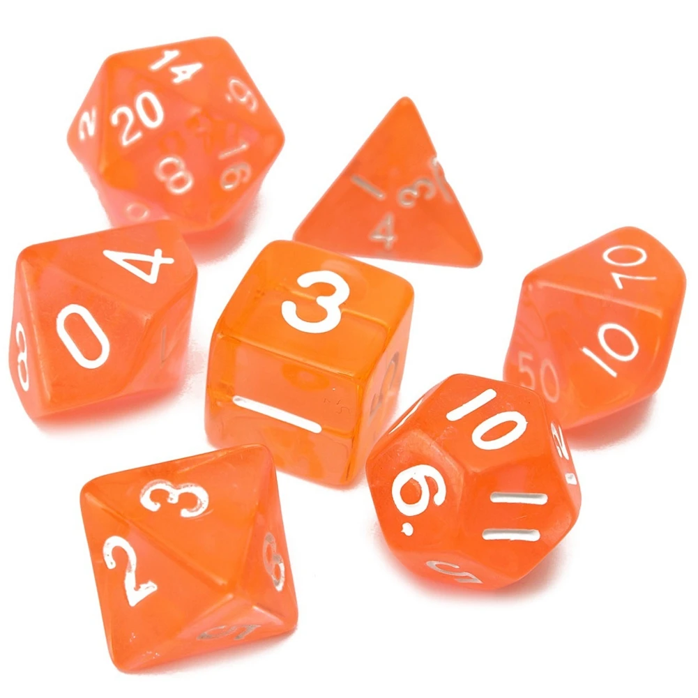 

One set of 7 Dice Clear Sided Die D4 D6 D8 D10 D12 D20 MTG Magic the Gathering Dice Game Set Drop Shipping