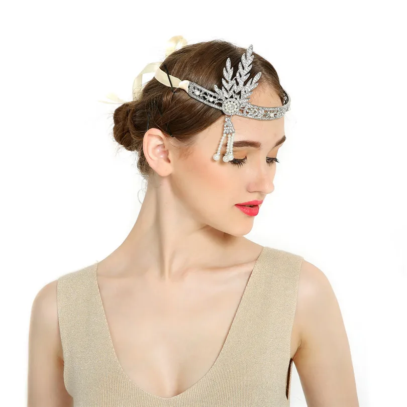 Nouveau mariage de mariée grande Gatsby Charleston 1920 s Vintage perles casque bandeau perle couronne chef