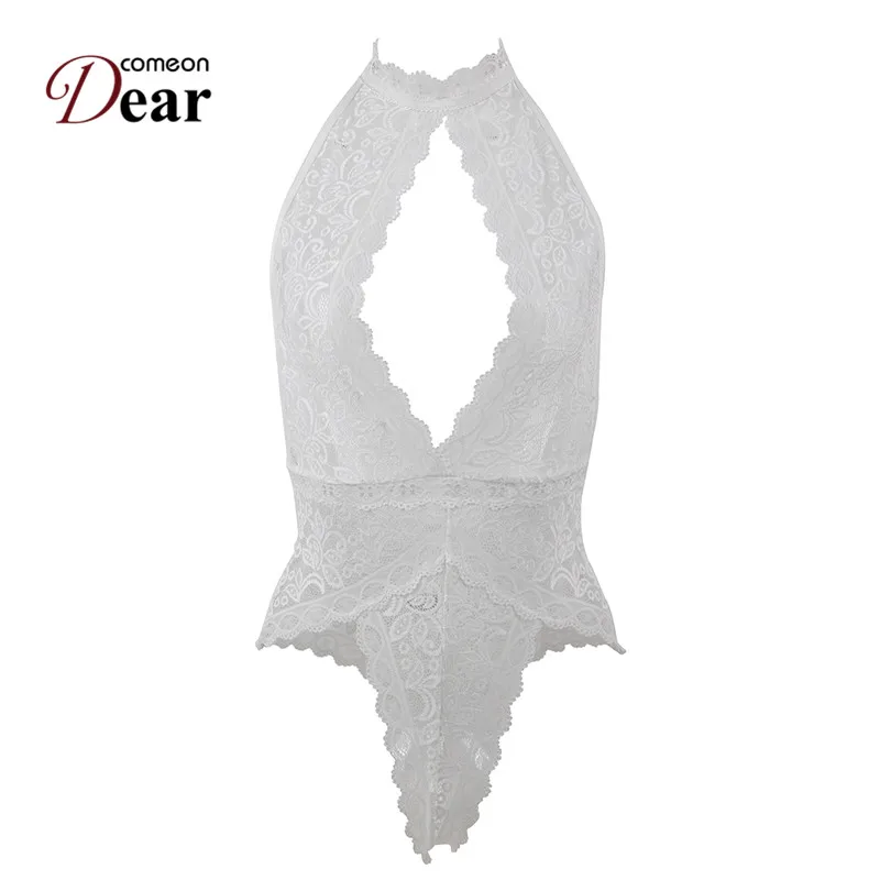 Comeondear Ropa Interior Femenina Sexy Erotica Lace Open Cup Halter Bodysuit Lingerie Body Dentelle Sexy Teddy Lingerie RK80737