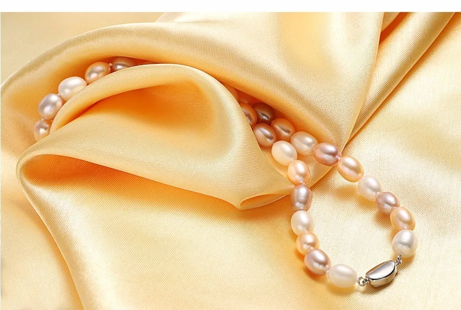 Beautiful Real 925 Sterling Silver Pearl Necklace, Natural Freshwater Pearl, 45cm Length,Fine Jewelry Women Necklace Mallzona