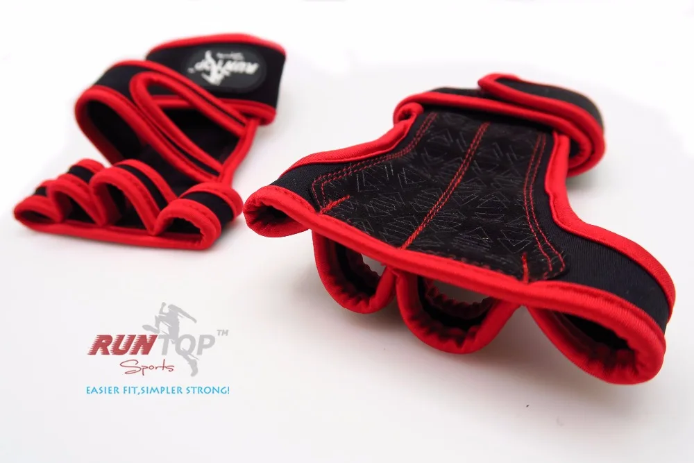 RUNTOP Crossfit WODS Training Grip Gloves Pads Wrist Wrap Brace Support Silicone Workout Fitness Weight Lifting Powerlifting GYM14