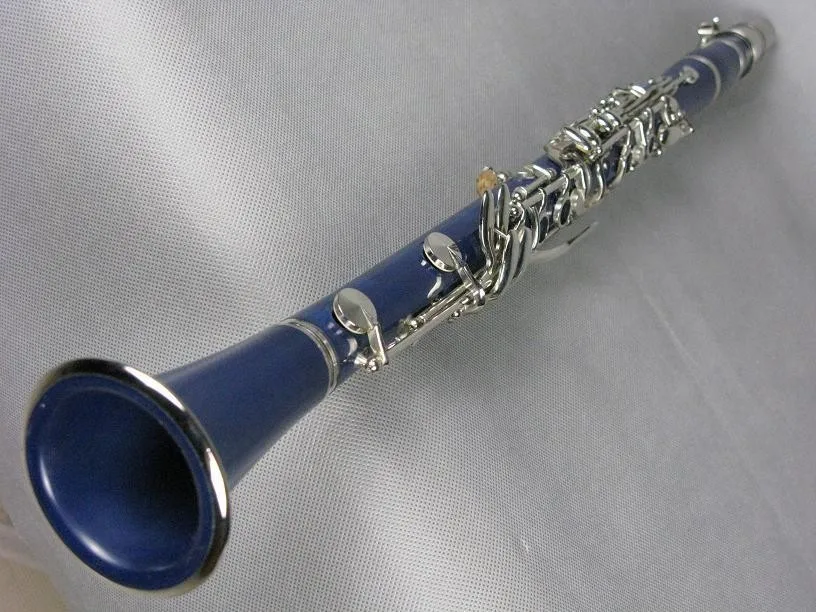 Самые красивые синие цветные посеребренные ключи кларнет, Bb 17 клавиш