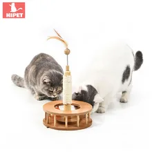 HIPET Wooden KItten Cat Pet toy Funny scratching Post Natural sisal climbing tower With Ball Cats Feather Interactive Toy HIPET Wooden KItten Cat Pet toy Funny scratching Post Natural sisal climbing tower With Ball Cats Feather Interactive Toy