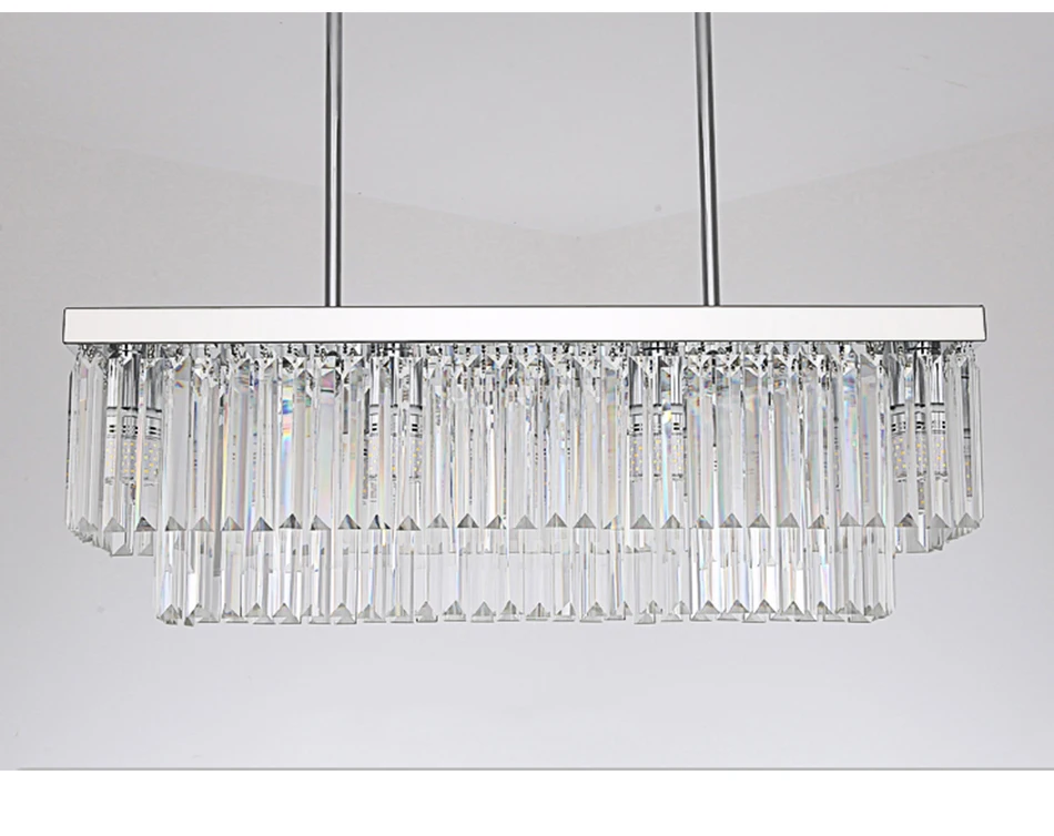 Новый стиль Роскошная Современная хрустальная люстра освещение прямоугольная кухня Одиночная лампа гостиная Овальный свет светильники