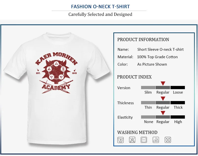 Printed T-Shirt Funny Crew Neck Kaer Morhen Academy 100% Cotton Men Tees Design Short Sleeve Tee Shirts Wholesale Kaer Morhen Academy