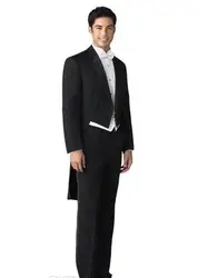 Классический индивидуальный заказ новинка 2015 Нотч черный смокинг для жениха костюмы дружки невесты костюмы (куртка + брюки + галстук)