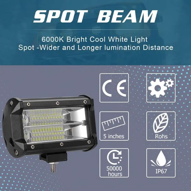 VODOOL 5 بوصة السحب صف LED سيارة قضيب مصابيح عملي IP67 للماء 240 W 6000 K 9-30 V الضباب مصباح القيادة ضوء ل الطرق الوعرة شاحنة SUV ATV