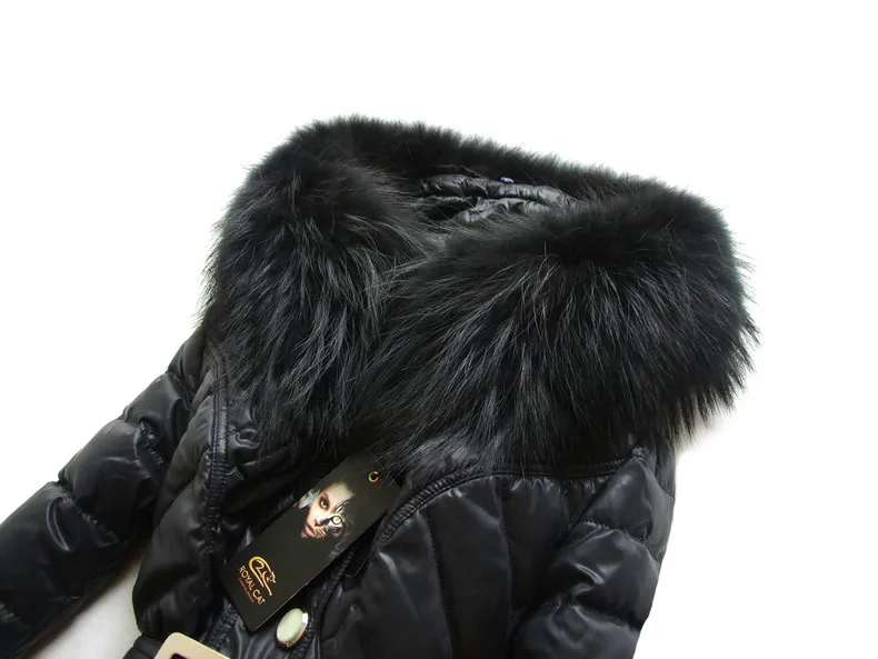 Winter Women Jackets Long Padded White Down Coat Parkas Adjustable Waist Winter Coats Hooded Luxury Fur Collar Jacket Thick Parka CH729 (8)