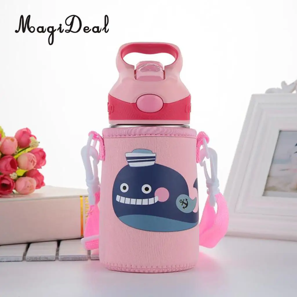 MagiDeal Insulated Water Bottle Sleeve Cartoon Animal Drink Bottle Covers Kids - Build-in Carrying Strap