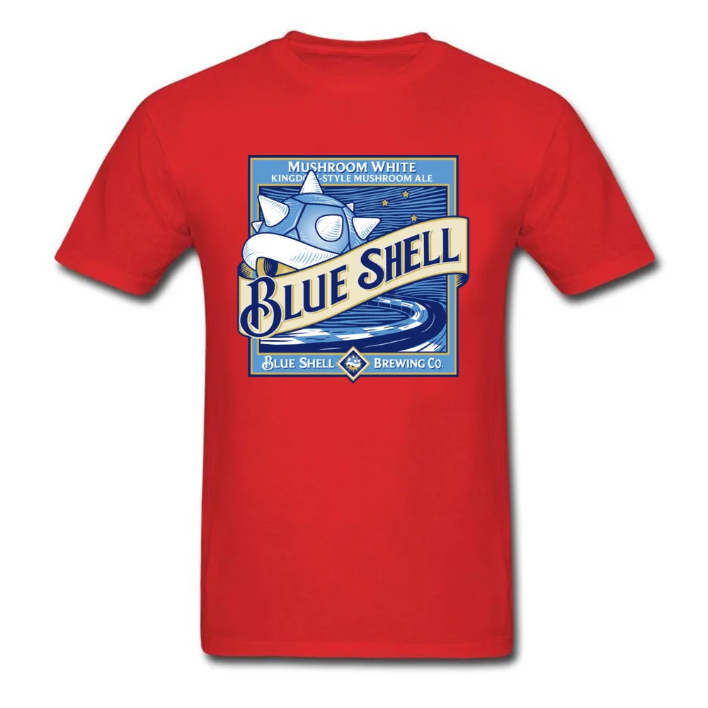 blue shell beer 6837 T-shirts for Men Print Thanksgiving Day Tops Shirts Short Sleeve Classic Sweatshirts Crew Neck 100% Cotton blue shell beer 6837 red