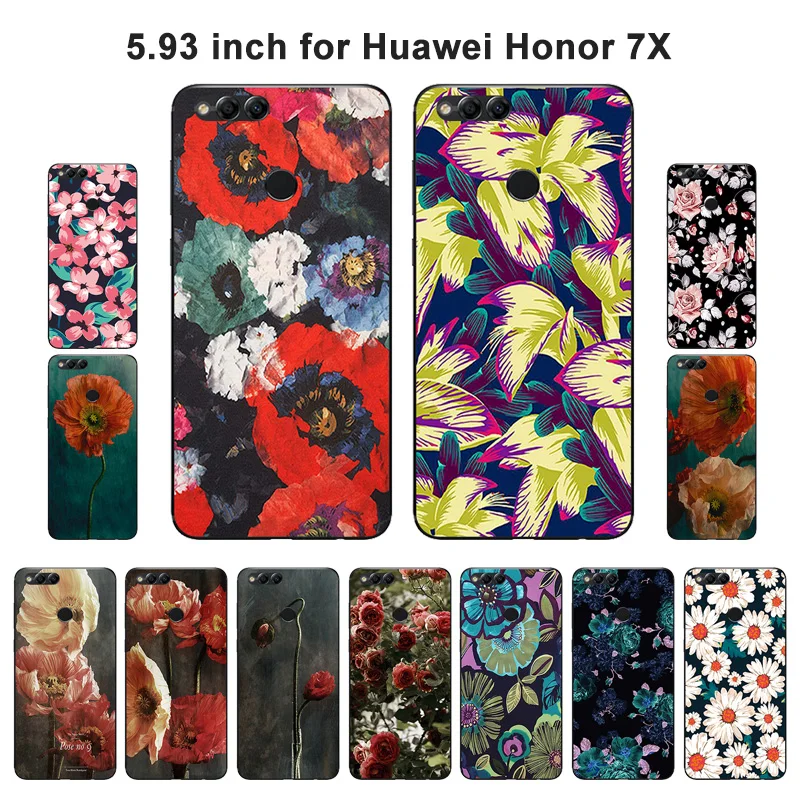 

5.93" for Huawei Honor 7X Silicone Case Fancy Painted for Honor 7X Back Phone Cover Clear Soft TPU for Huawei 7X 7 X Capa