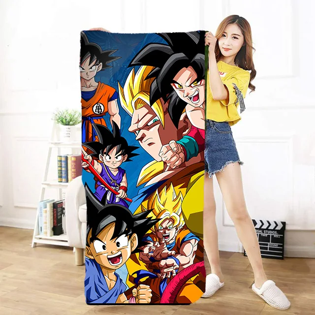 

Wellcomics Anime Dragon Ball Z Son Goku Gohan Vegeta Pattern Bath Towel Printing Microfiber Towel Bathroom Outdoor Travel Sport