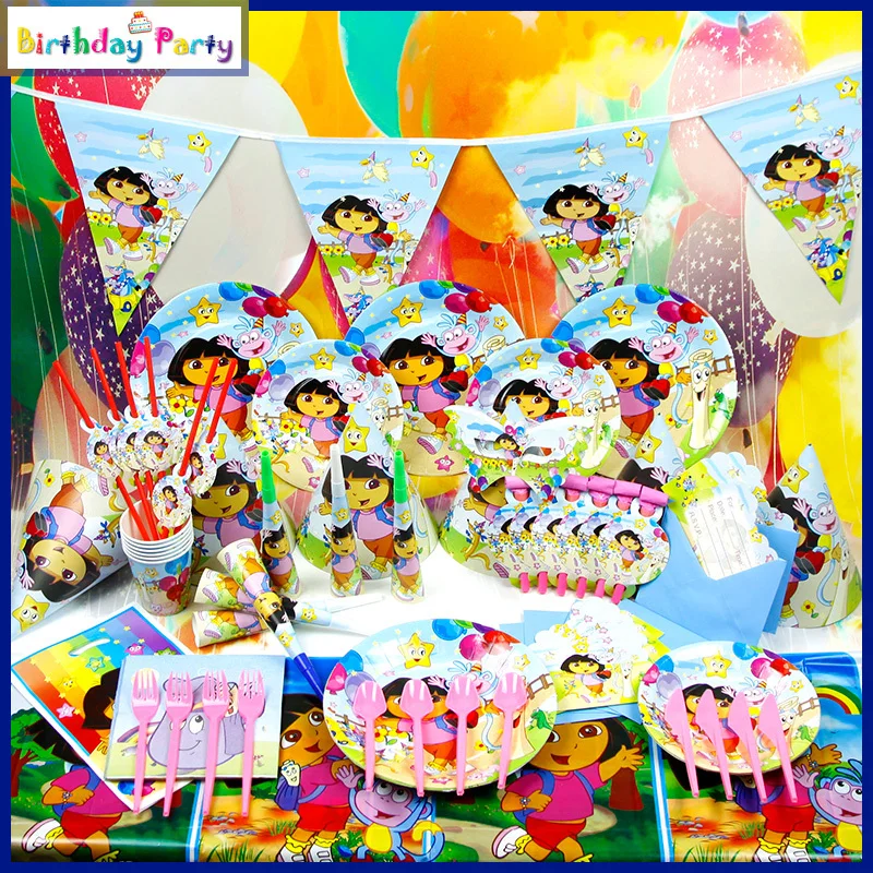 84pcs Children S Birthday Party Supplies Series Of Dora Girl Party