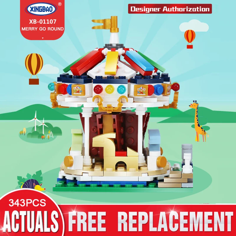 

XINGBAO 01107 Amusement Park The Merry Go Round Set Building Blocks Bricks Assembled DIY Birthday Educational Toys Funny Gifts