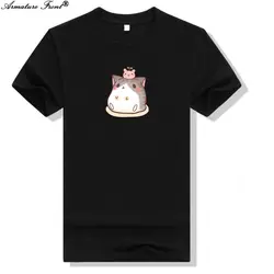 Милый мультфильм животных кошка печати Для мужчин футболки хлопковые спортивные 2019 женская летняя футболка плюс Размеры топы пара Hipster