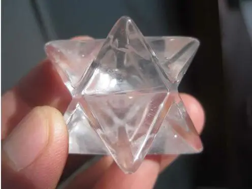 

A**44g Natural Clear Quartz Crystal Merkaba Star Carving ART
