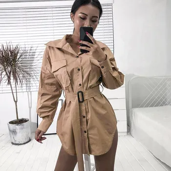 

2019 New Fashion Loose Long Trench Coat Elegant Women Sashes Windbreaker Dress Irregular Coat Female Casual Overcoat