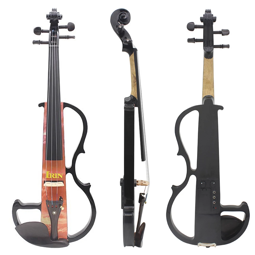 

Full Size 4/4 Electric Violin Fiddle Maple Wood Stringed Instrument Ebony Fretboard Rest with Connecting Cable Earphone Case