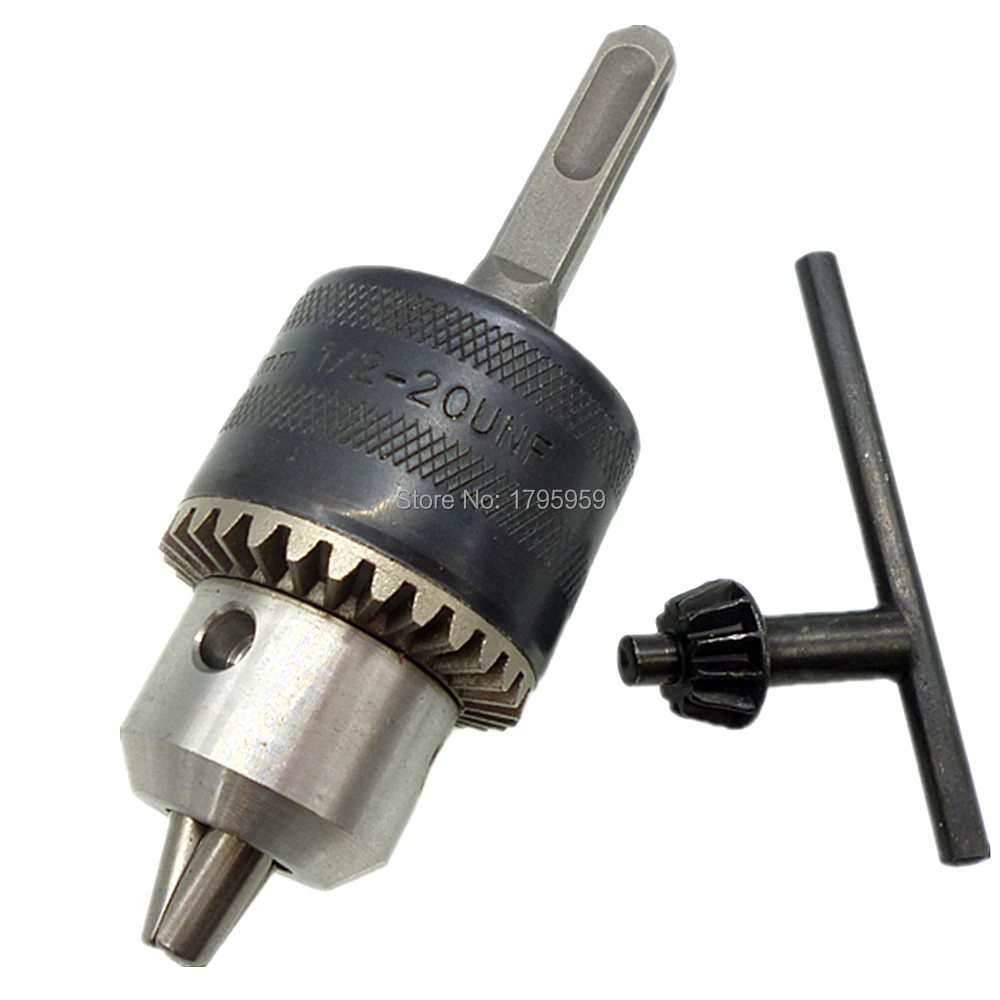

Keyed Chuck Drill Bit Tool 1/2-20UNF Thread Capacity 1.5mm-13mm With Sds 4 Slots Square Shank Adapter and Drill Chuck Key Set