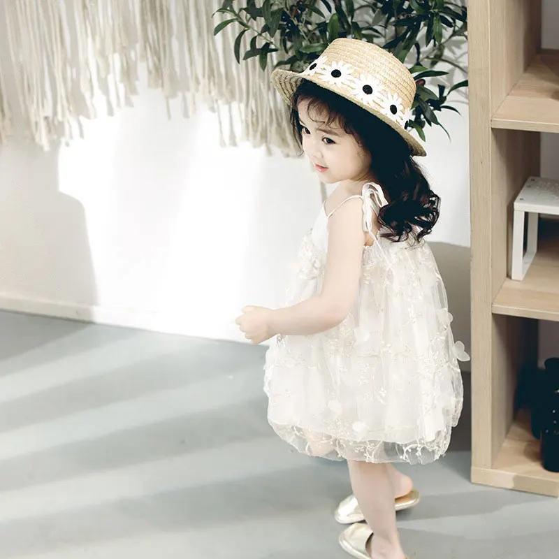 

2018 summer elegant newborn white angle baby girl dress Solid princess ruffles infant wedding clothing party sleeveless dress