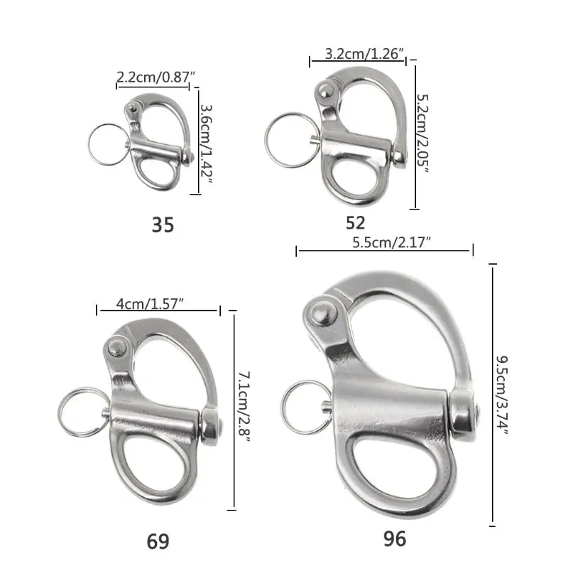 

316 Stainless Steel Rigging Sailing Fixed Bail Snap Shackle Fixed Eye Snap Hook Sailboat Sailing Boat Yacht Outdoor Living