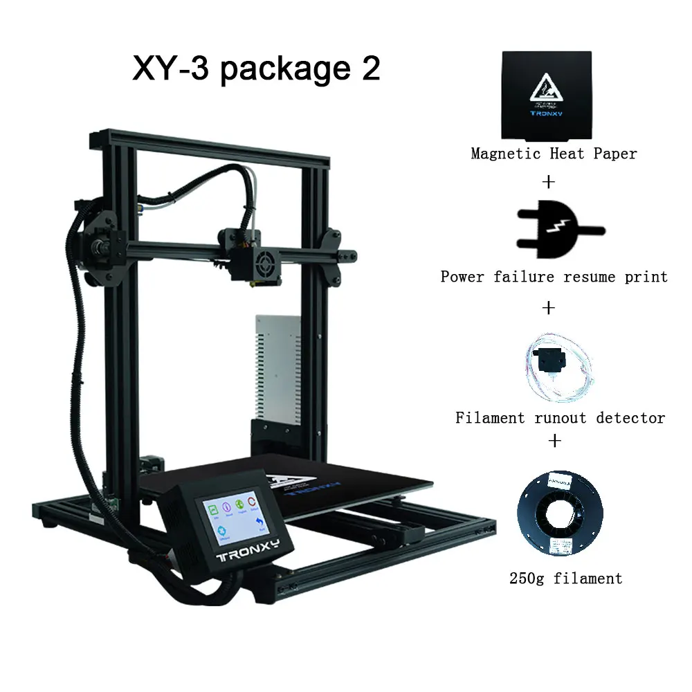 Новейший 3D принтер Tronxy XY-3, принтер с сенсорным экраном, 3d большой размер печати 310*310* мм, датчик накаливания PLA в подарок - Цвет: XY-3 package 2