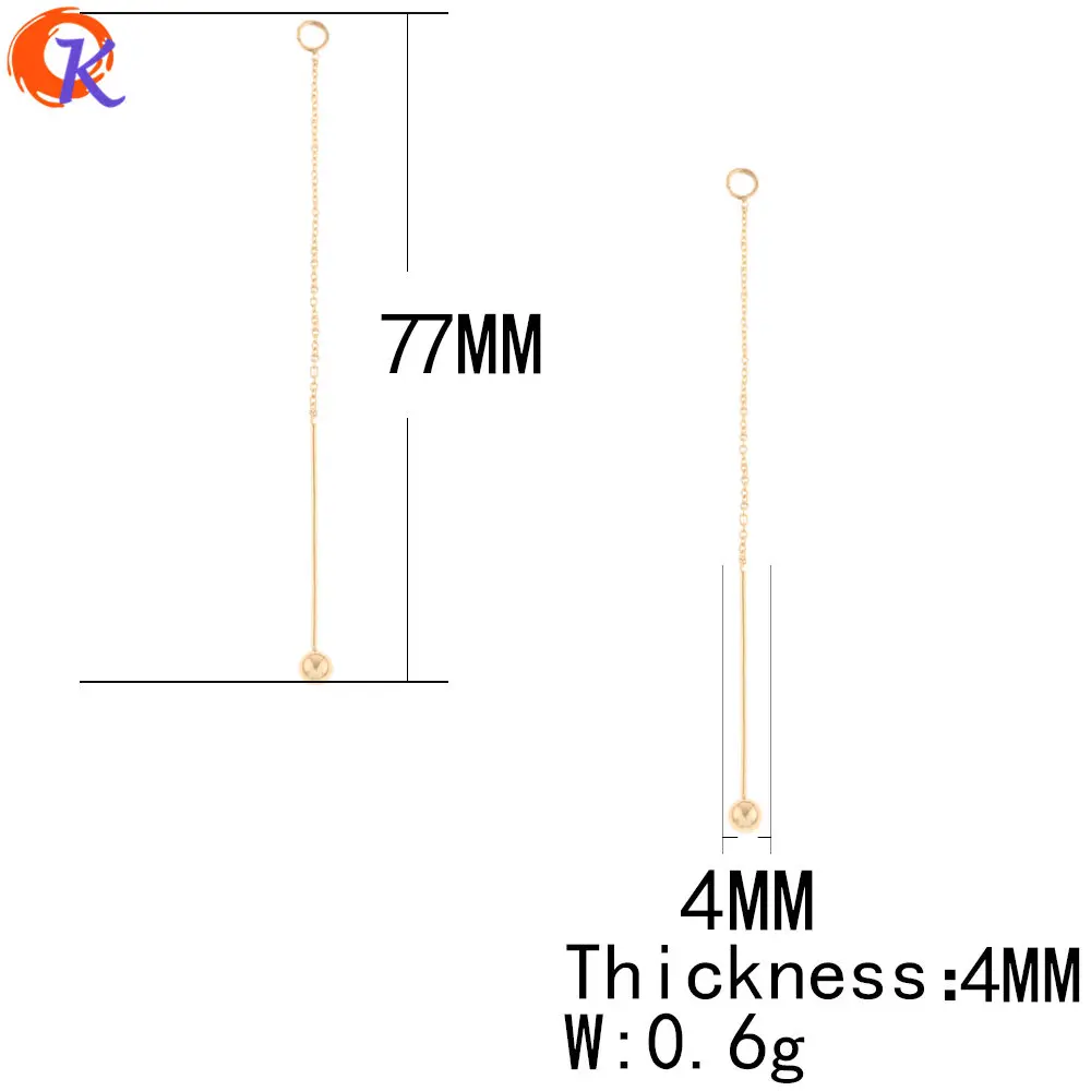 Cordial дизайн 30 шт. 4*77 мм Jewelry интимные аксессуары/DIY серьги решений/ПОДЛИННОЕ золотое покрытие/цепи форма/ручной/застежки для сережек