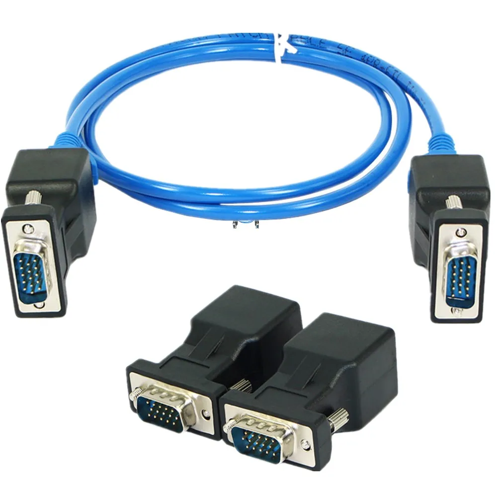 VGA в RJ45 конвертер VGA Видео удлинитель 15 Pin штекер RJ45 LAN CAT5 CAT6 Ethernet сетевой кабель Женский адаптер