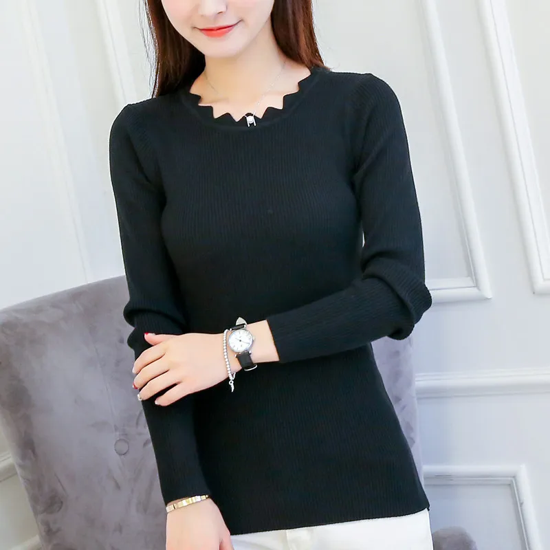 Korean Autumn Winter Female Sweaters and Pullovers Knitting Solid Maglioni Donna Inverno Chandail Femme Slim Sueter Mujer