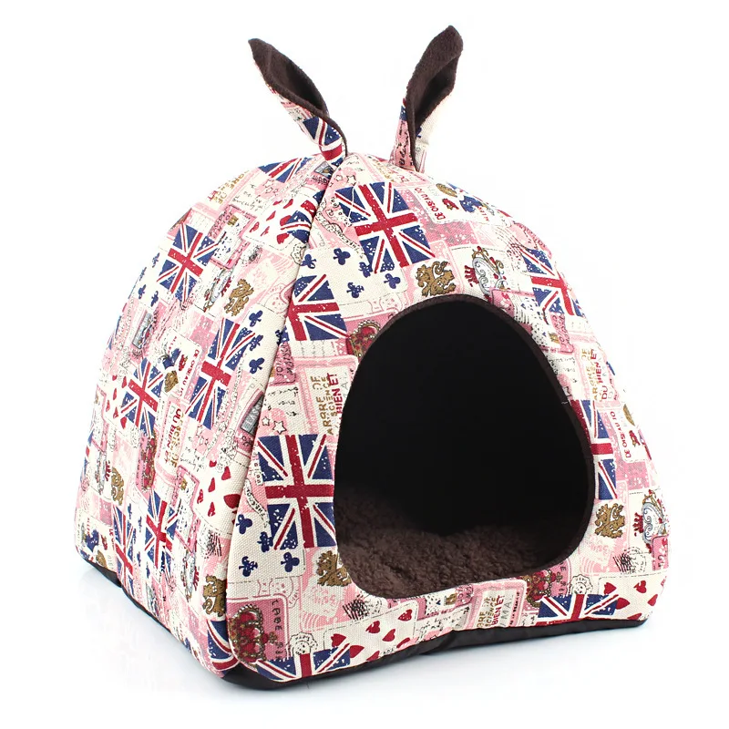 

fine joy Pet Accessories Cross Printed Soft Dogs Houses Folded Square Line Wool Cat Sleeping Mats Warm Winter Cute Pet Sofas