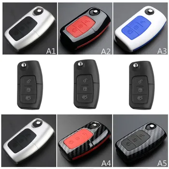 

OkeyTech For Ford Fiesta Focus 2 Ecosport Kuga Escape Auto Key Case Keychain Accessories 3 Buttons Flip Folding Remote Key Case
