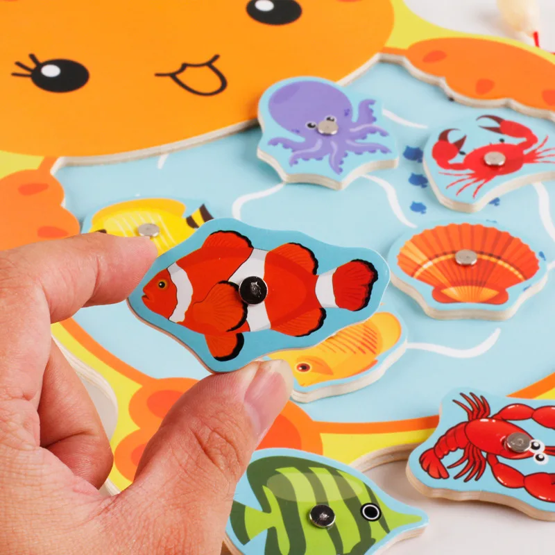 Montessori Toys for Children Wooden Early Educational Toys Kids 3D Magnetic Cartoon Animal Fishing interactive Game Development Montessori Toys for Children Wooden Early Educational Toys Kids 3D Magnetic Cartoon Animal Fishing interactive Game Development