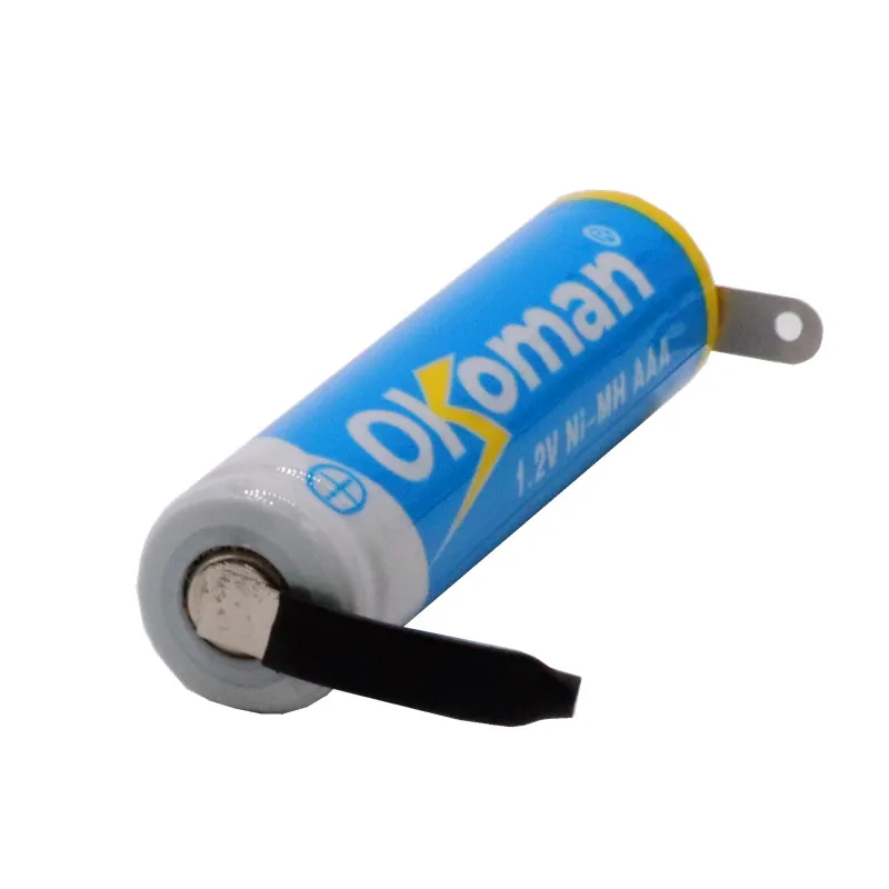 Okoman 1,2 V AAA аккумуляторная батарея 3800mah AAA Ni-MH ячейка со сварочными штырьками плоский верх для игрушек беспроводной телефон+ DIY никель