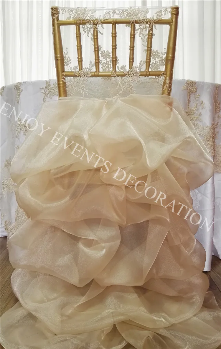 5pcs YHC#191 fancy elegant embroidery ruffled wedding bridal chair back cover chiavari covers | Дом и сад