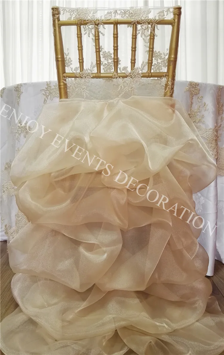 

YHC#191 fancy elegant embroidery ruffled wedding bridal chair back cover wedding chiavari chair back covers