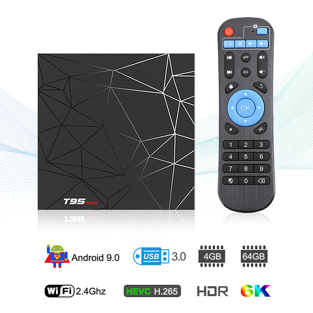 

Android 9.0 TV BOX 6K T95 MAX 4GB 64GB Allwinner H6 Quad Core 4GB 32GB Smart Tv 2.4G Wifi 4K Set Top Box Youtube Netflix T95MAX