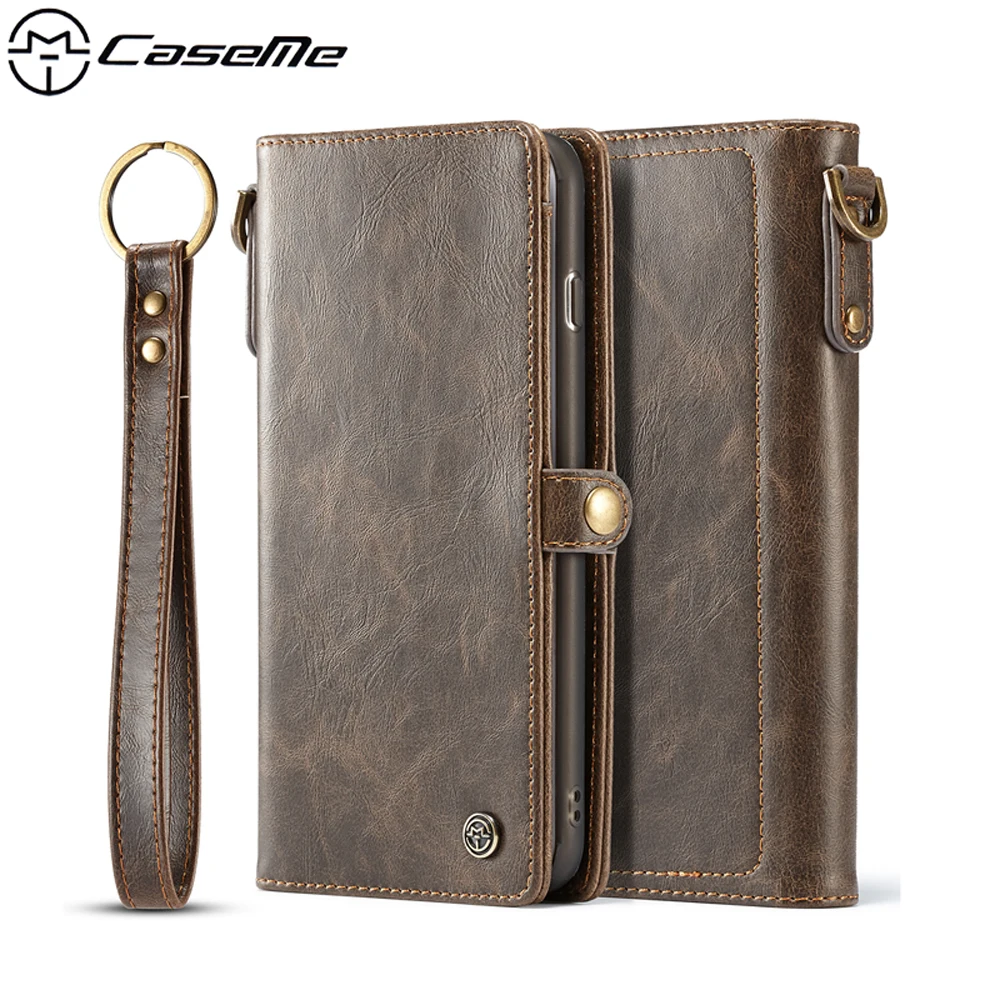 

Lanyard Phone Cover For iPhone 6s 6 Plus 6splus 6plus Case Coque CaseMe Luxury PU Leather Wallet Card Magnetic TPU Back Cover