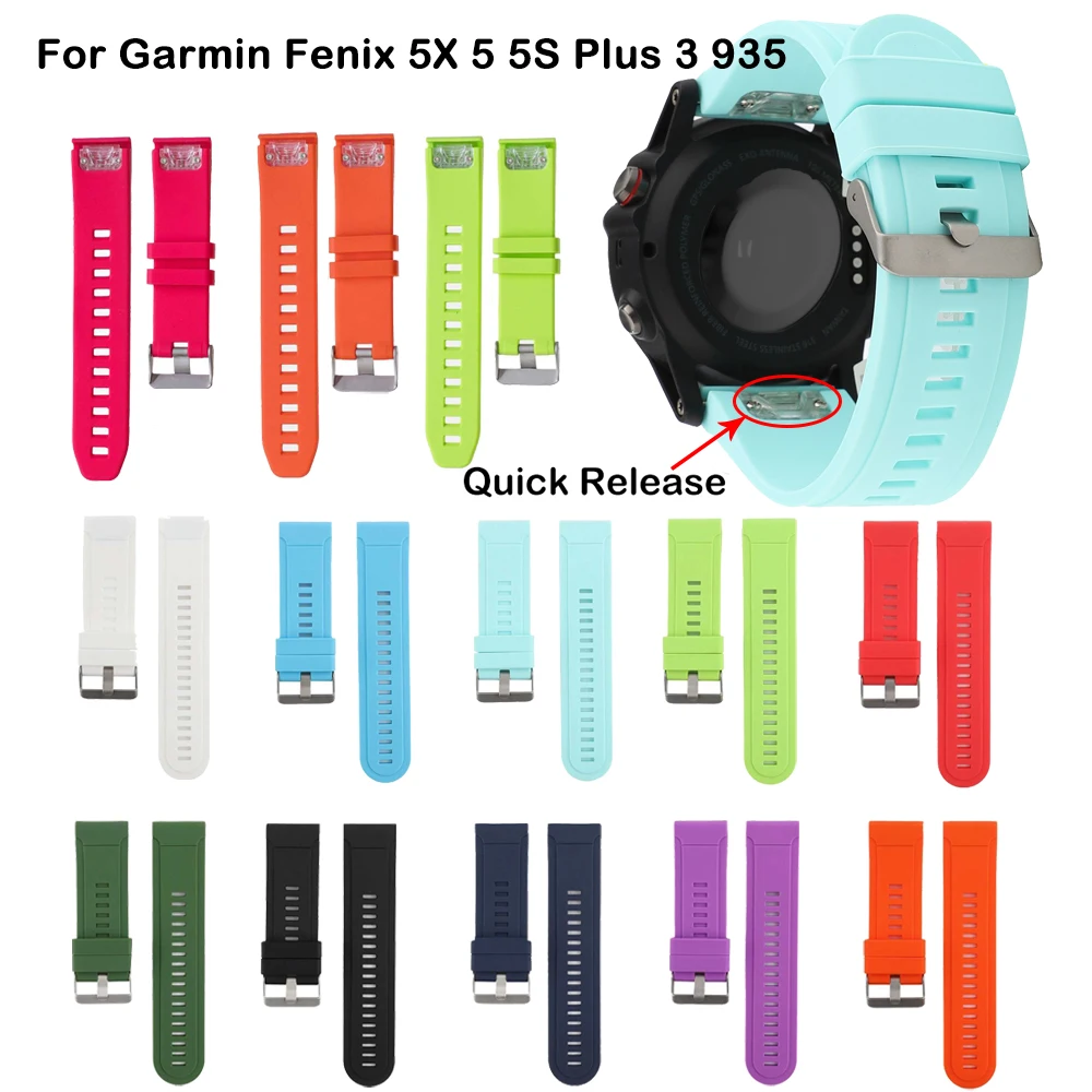 

26 22 20MM Watchband for Garmin Fenix 5X 5 5S Plus 3 3 HR Forerunner 935 Watch Quick Release Silicone Easy fit Wrist Band Strap