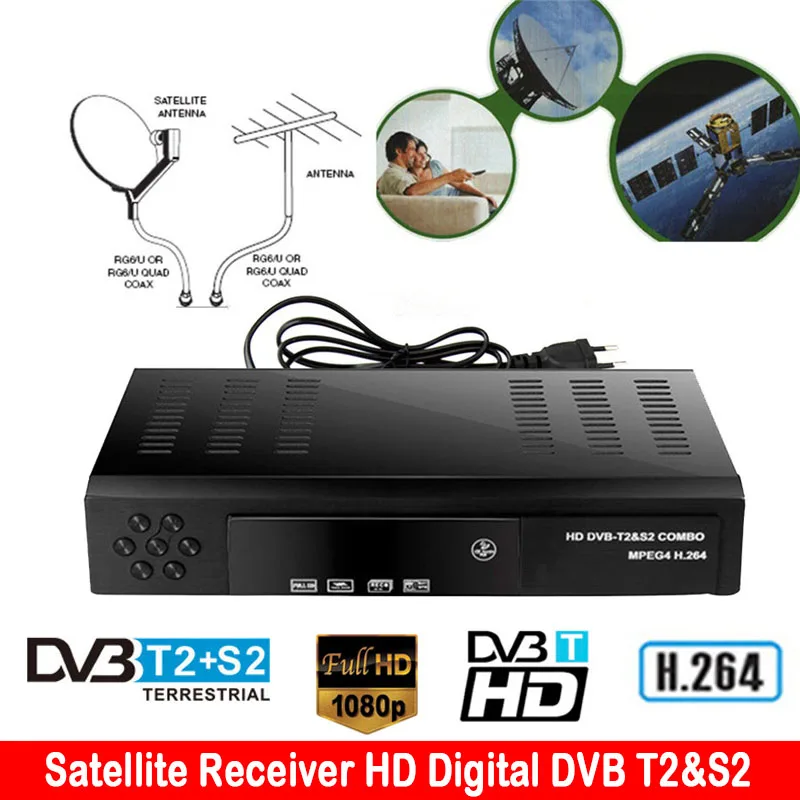 

DVB Satellite receiver HD Digital DVB T2+S2 TV Tuner Receivable MPEG4 DVB-T2 TV Receiver T2 Tuner Free Shipping Support bisskey