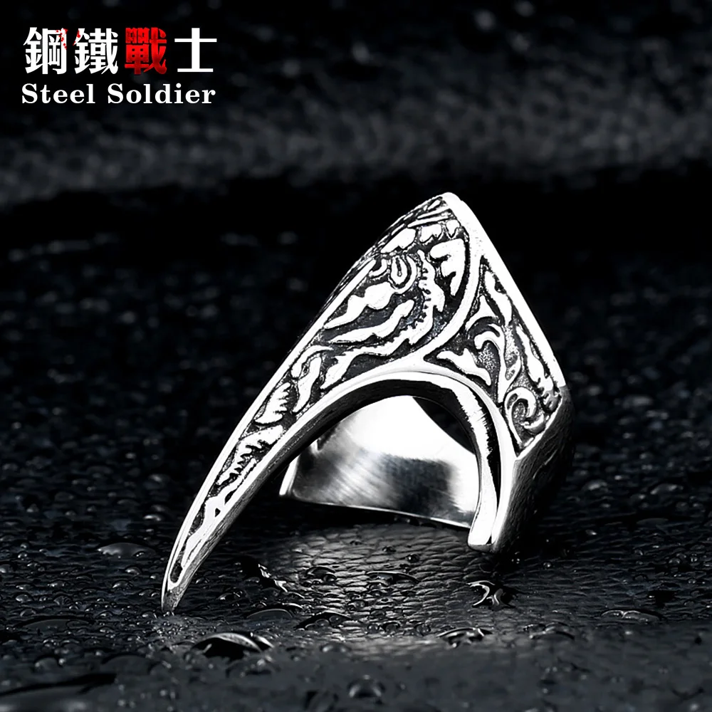 Стальной солдат винтажный панк олекранон викингов амулет мужское кольцо из