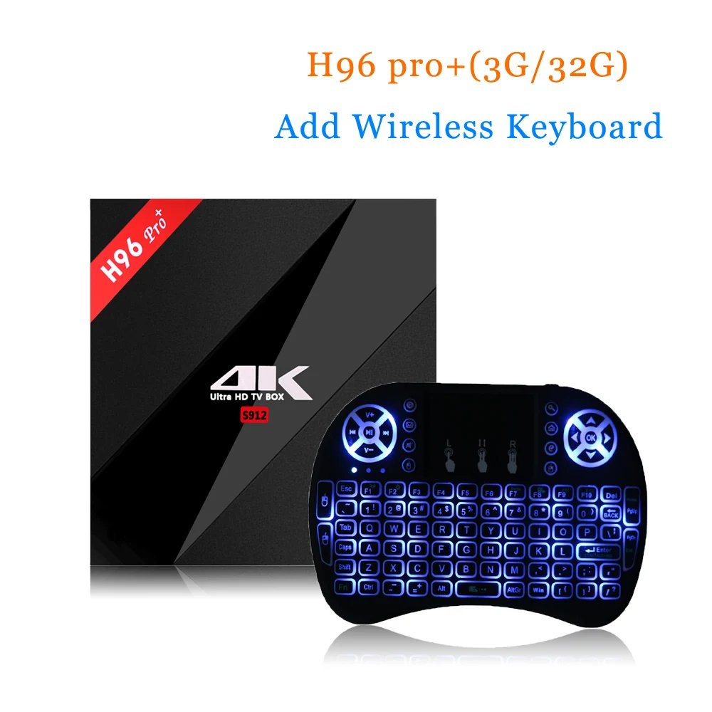 H96 pro Plus android tv box 7 1 OS S912 Восьмиядерный процессор 3G/32G 2 4G/5 8 GHz bluetooth4.1 + 4k и I8
