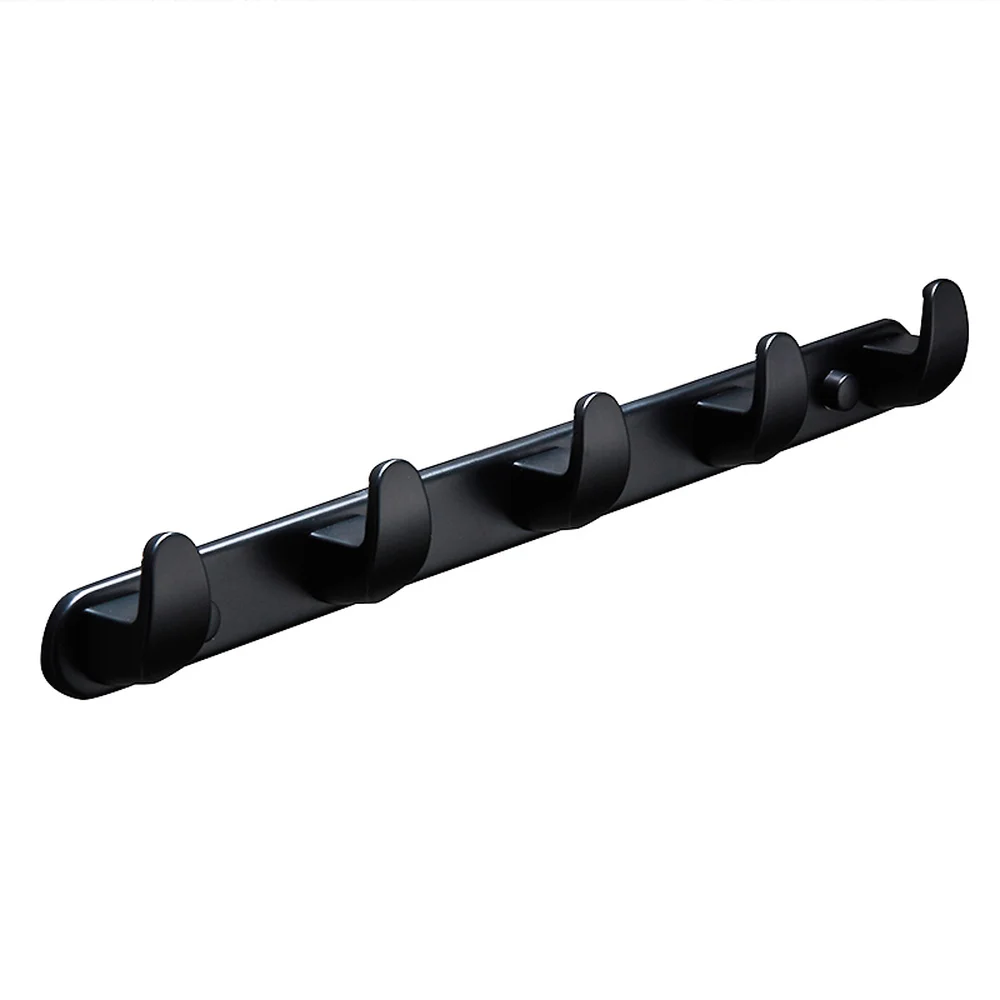Black hook wall hanging towel rack bathroom coat cap towel single row