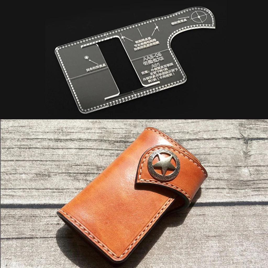 Clear Acrylic Mini Key Bag Mould Pattern Stencil Template DIY Leather Craft Handmade