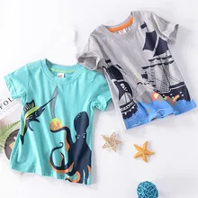 Telotuny/футболка из хлопка Детская рубашка с короткими рукавами, с рисунком норвежского морского монстра, с черным жемчугом рубашка для мальчиков