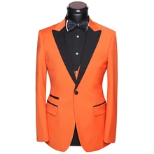 Man Suit For Wedding Tuxedo 2017 Latest Coat Pants Vest Dress Suits Set Slim Fit Groom Evening Party Costume White Orange Gold