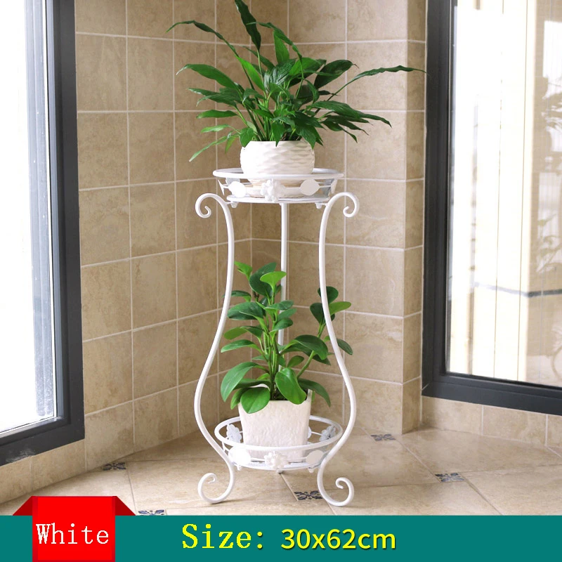 

Iron Double-deck flower Stand European balcony Living room Floor Green rack fleshy Flower Holder Indoor Plant Shelves