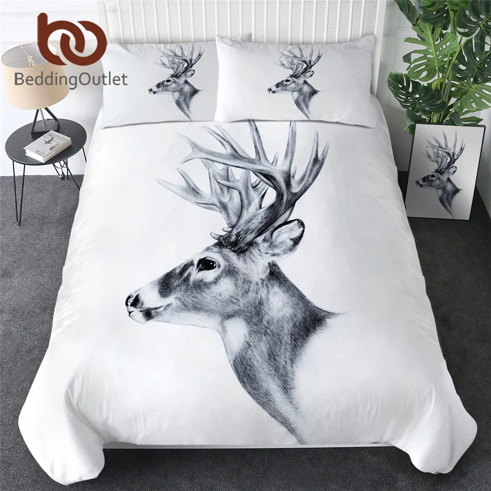BeddingOutlet Лось постельное белье Nordic комплект Queen пододеяльник животных Олень